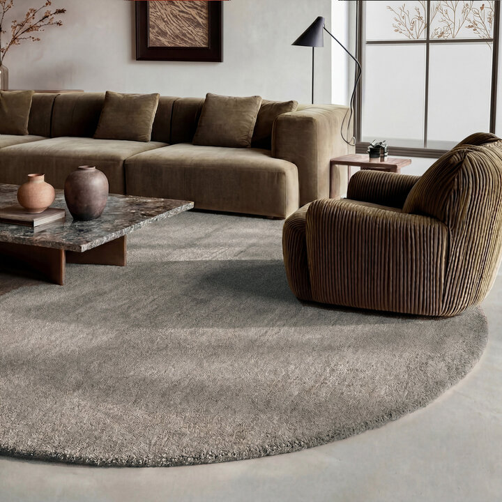 Rond wollen vloerkleed - Leone Grijs