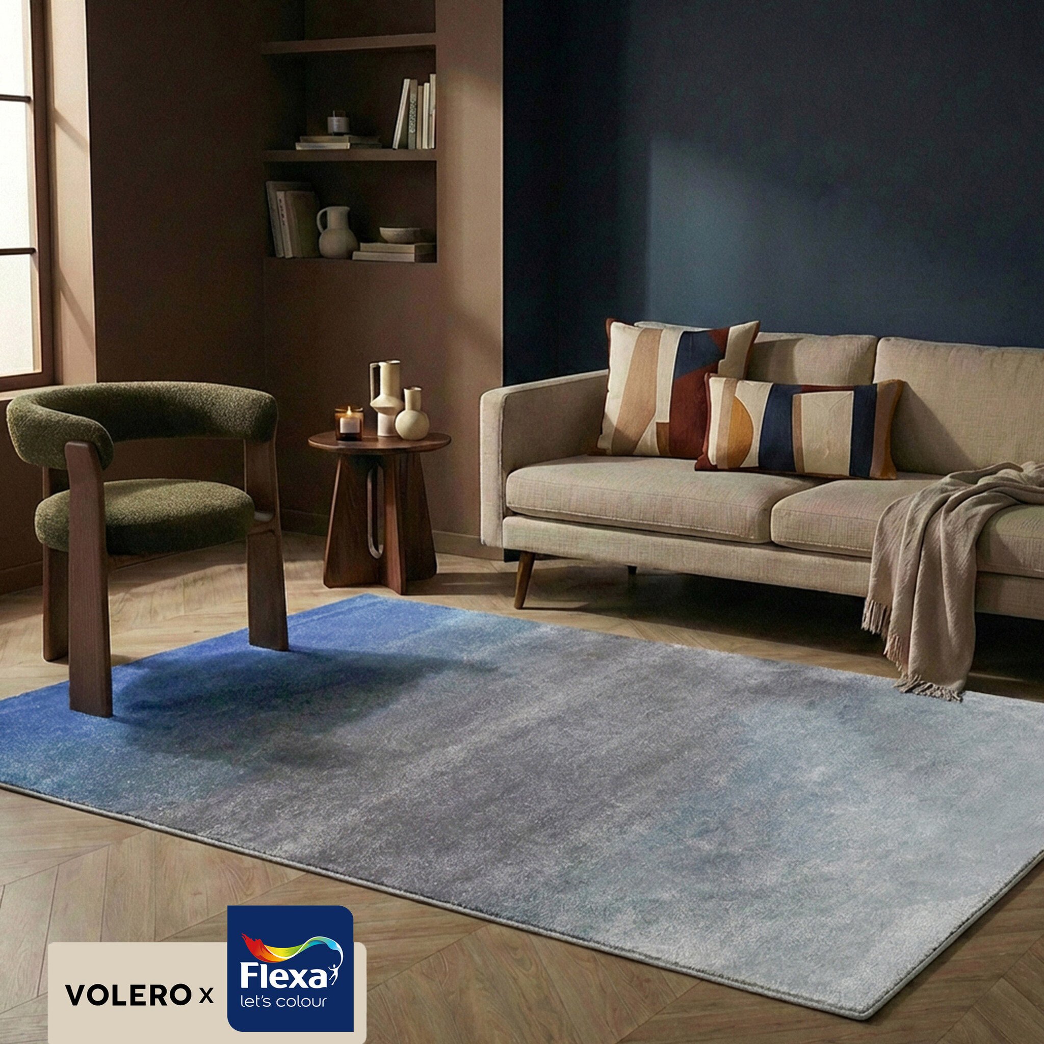 Abstract vloerkleed - Mellow Blauw