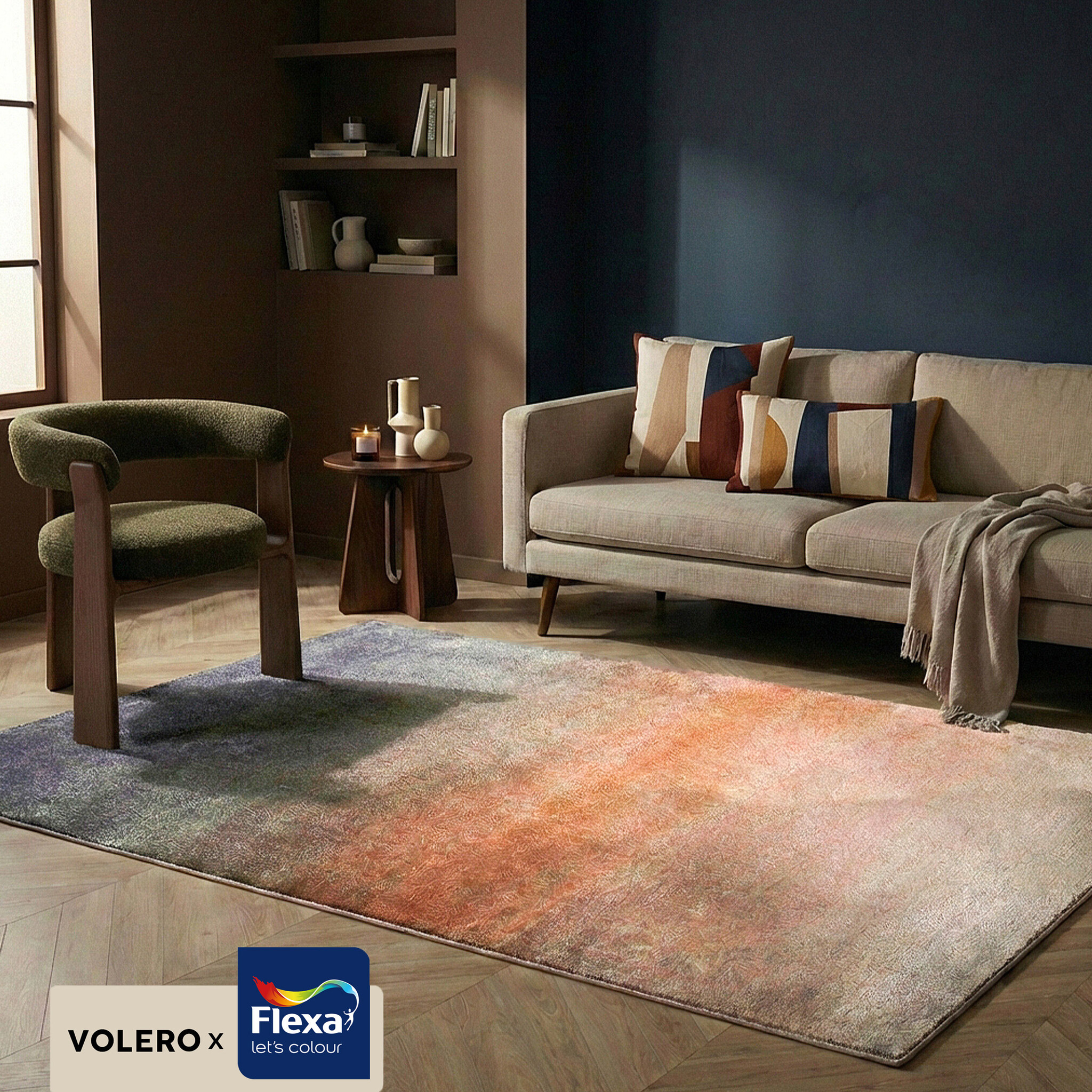 Abstract vloerkleed - Mellow Blauw/Terra