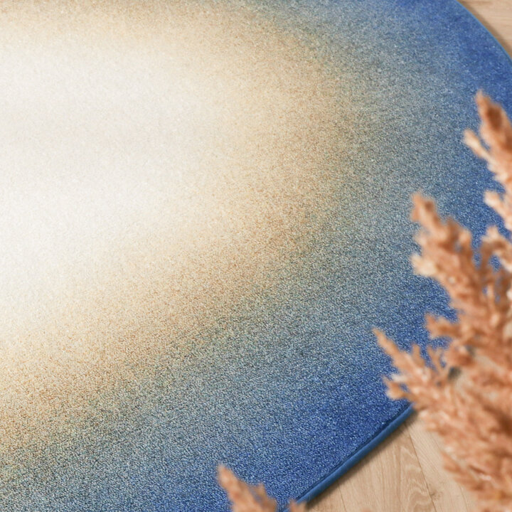 Organisch vloerkleed - Mellow Blauw/Geel