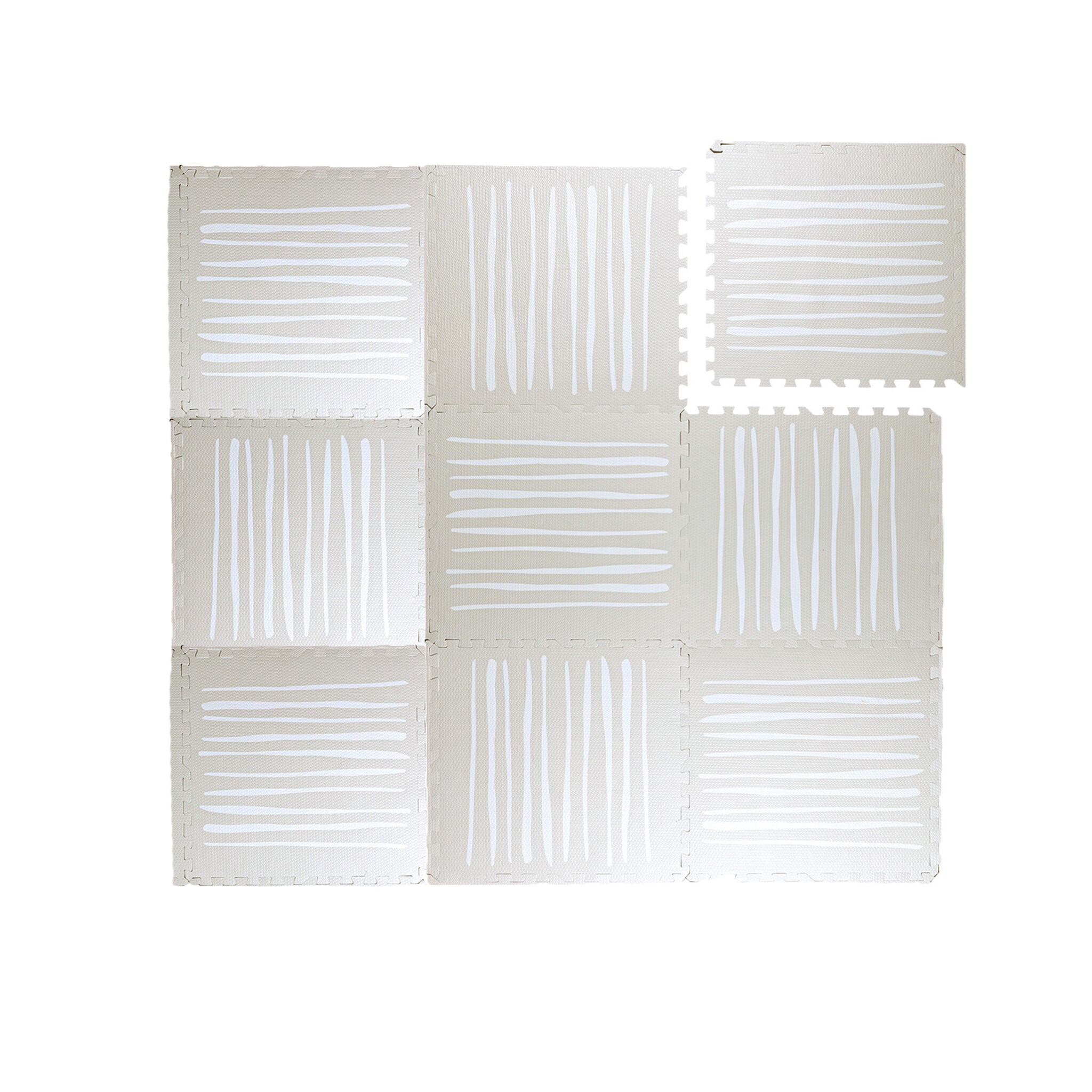 Foam puzzelmat - Alfie XL Stripes Grijs/Beige - sfeer
