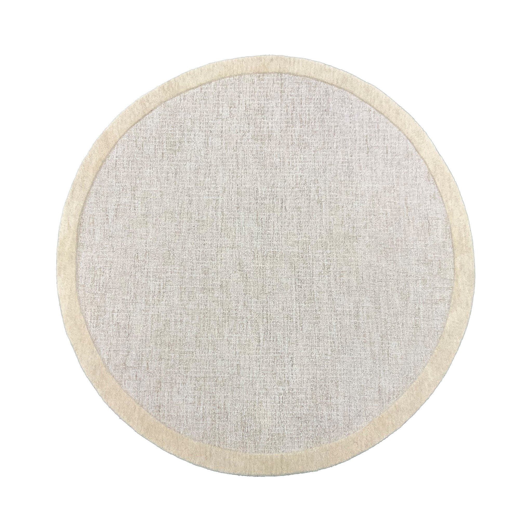 Rond vloerkleed laagpolig - Elena Border Beige - sfeer