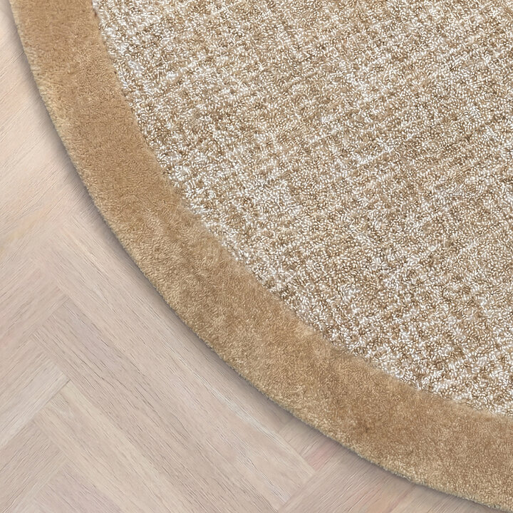 Rond vloerkleed laagpolig - Elena Border Bruin
