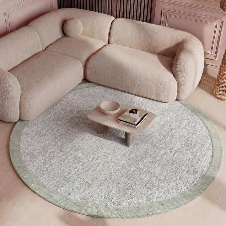 Rond vloerkleed laagpolig - Elena Border Groen