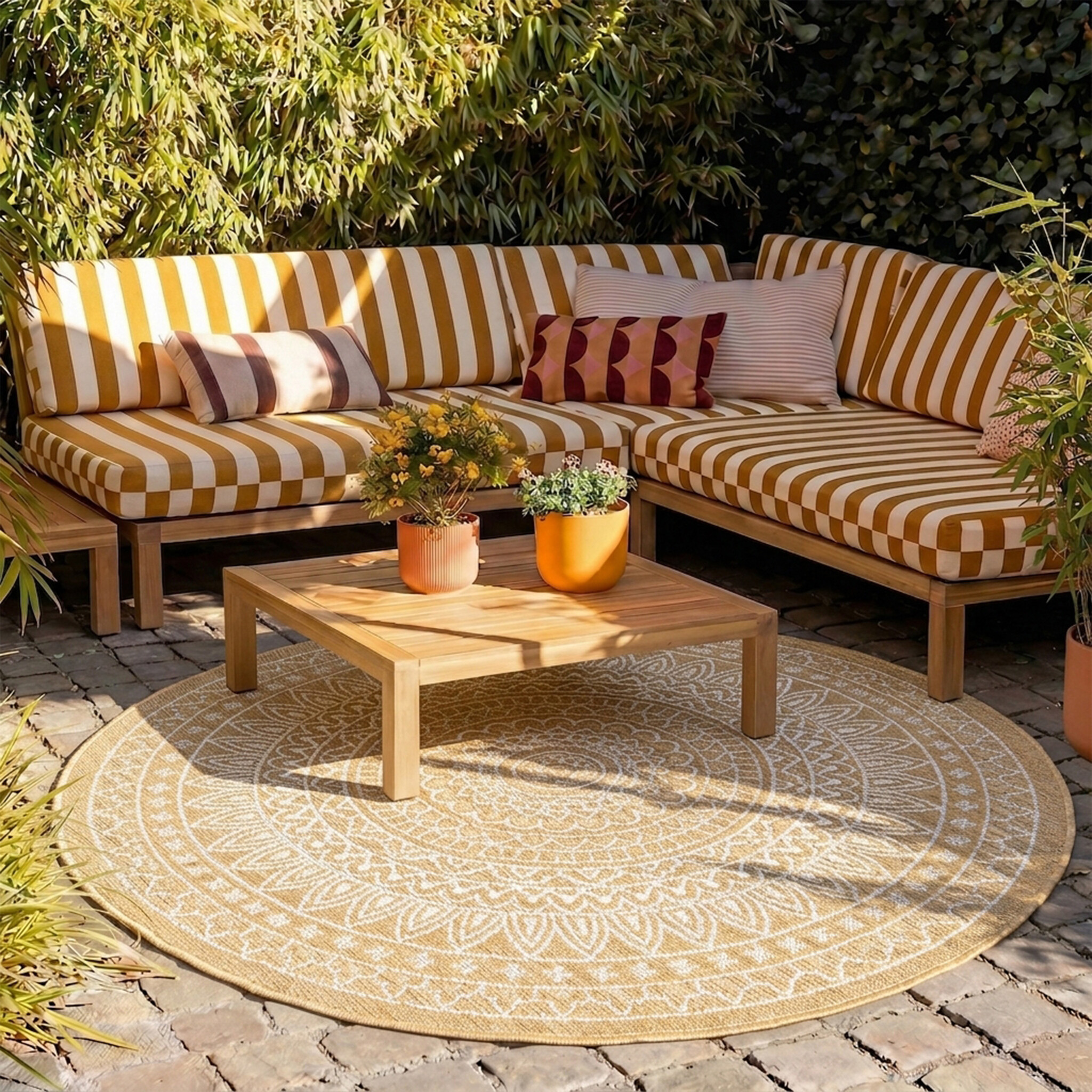 Rond Buitenkleed - Summer Azteca Geel