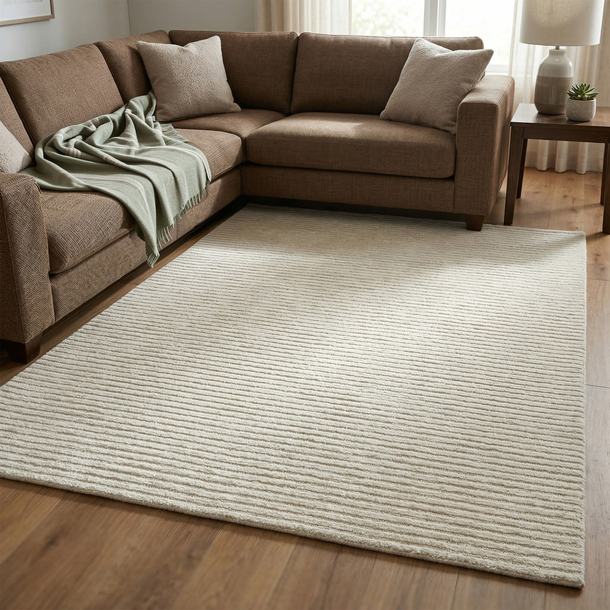 Laagpolig vloerkleed - Juliette Stripes Beige