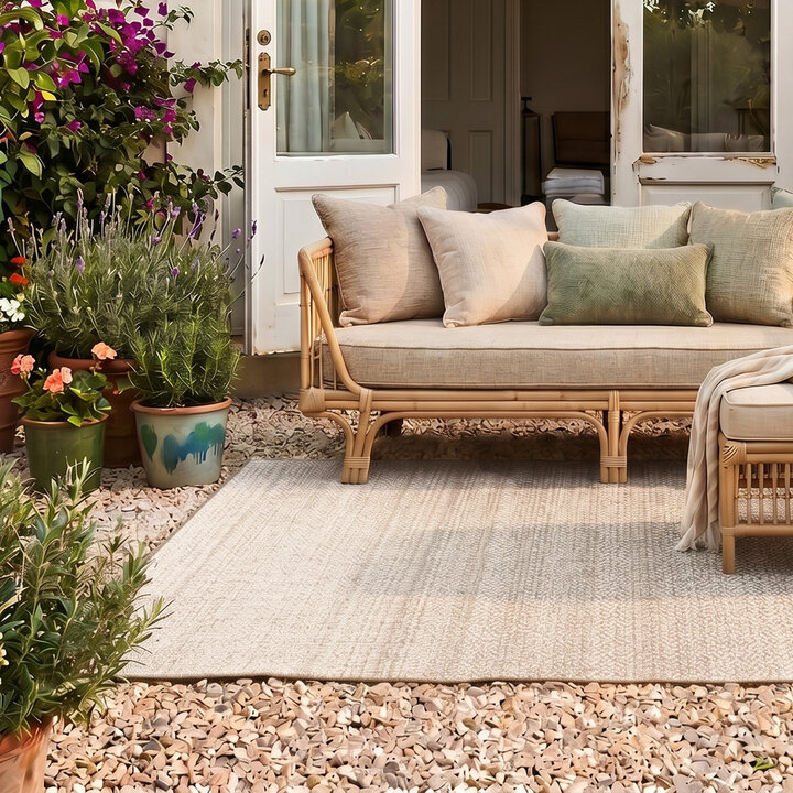 Jute buitenkleed - Nusa Lines Beige