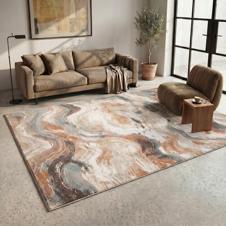 Abstract vloerkleed - Xavier Wave Blauw/Rood