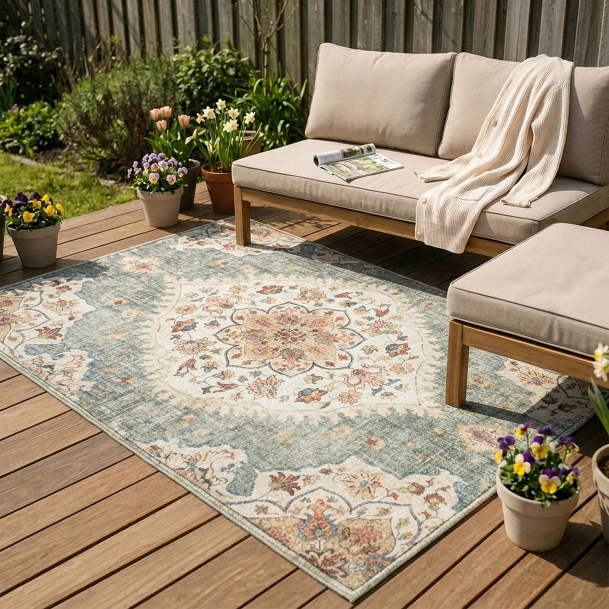 Vintage buitenkleed - Santo Mandala Olijfgroen