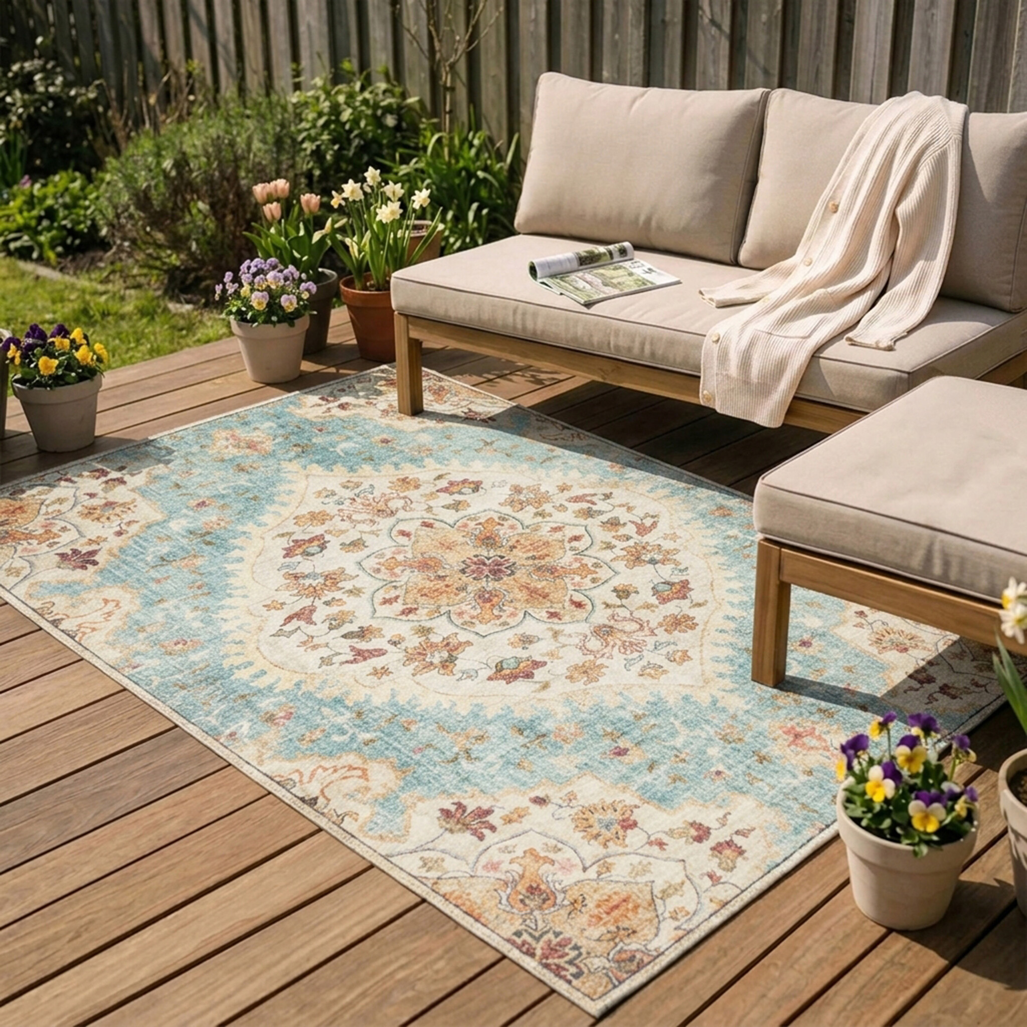 Vintage buitenkleed - Santo Mandala Lichtblauw