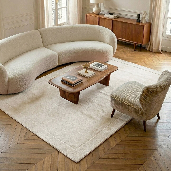 Wollen vloerkleed - Isara Border Wit