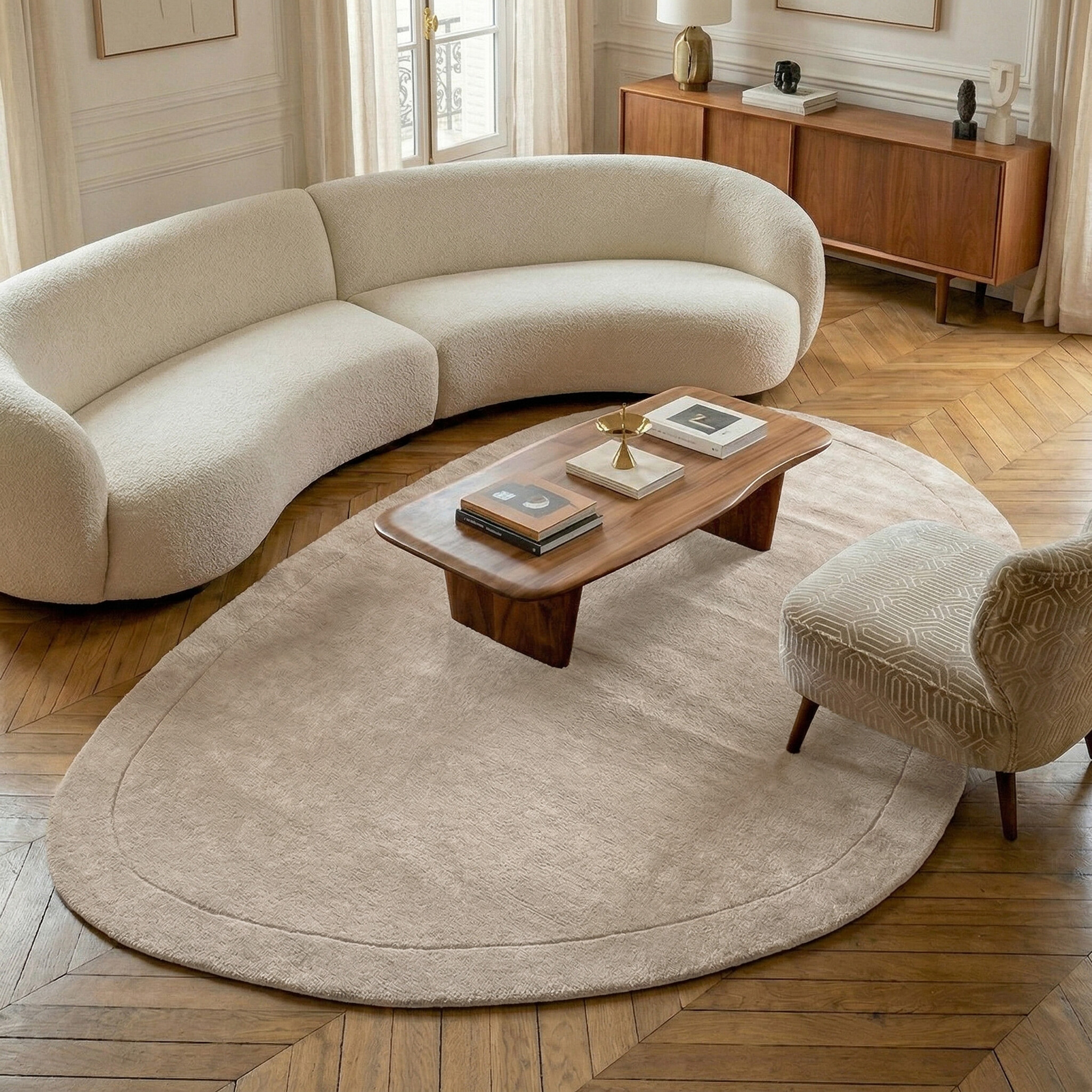 Organisch vloerkleed - Isara Border Creme