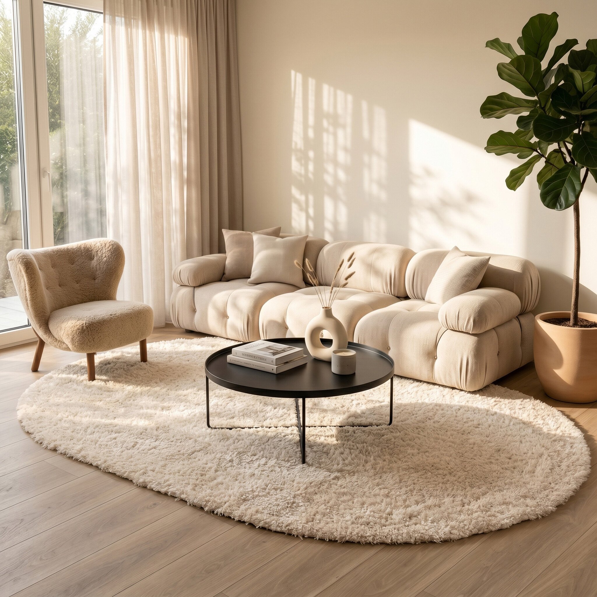 Ovaal Shaggy vloerkleed - Blaze Beige
