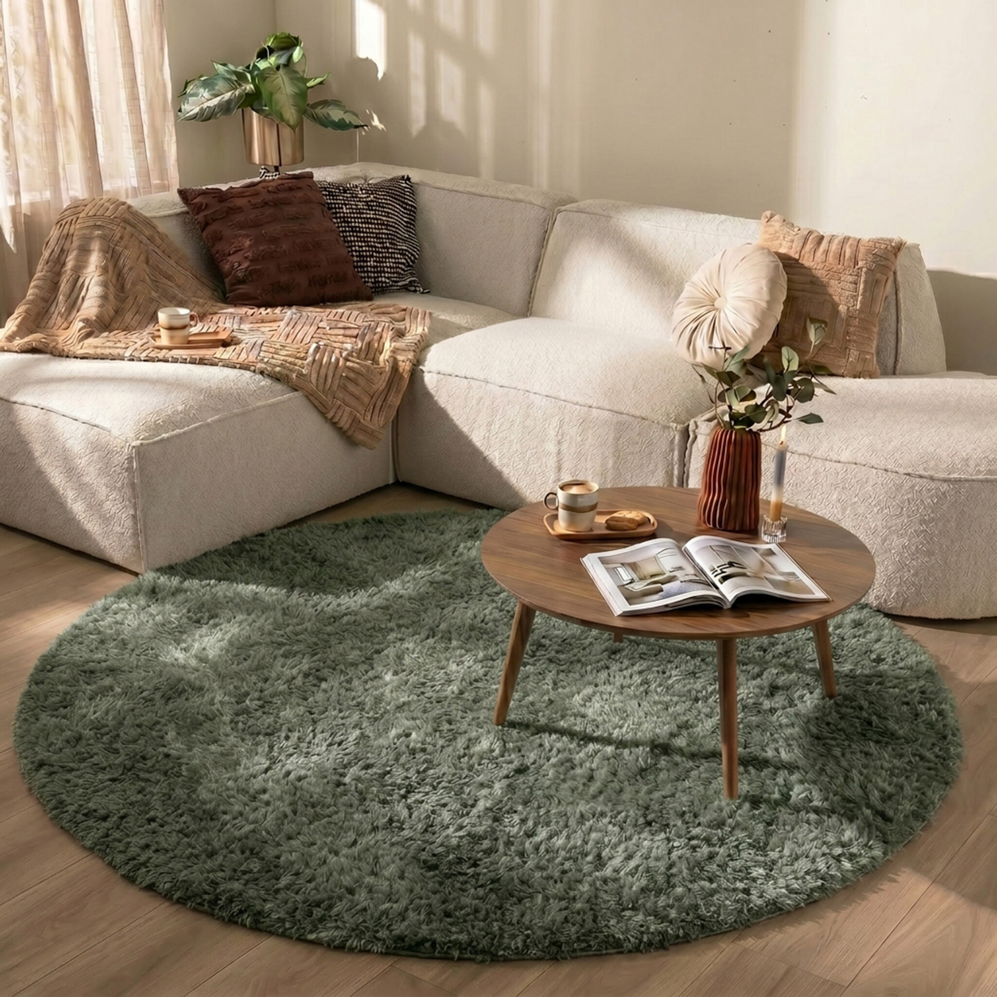 Rond Shaggy vloerkleed - Blaze Groen