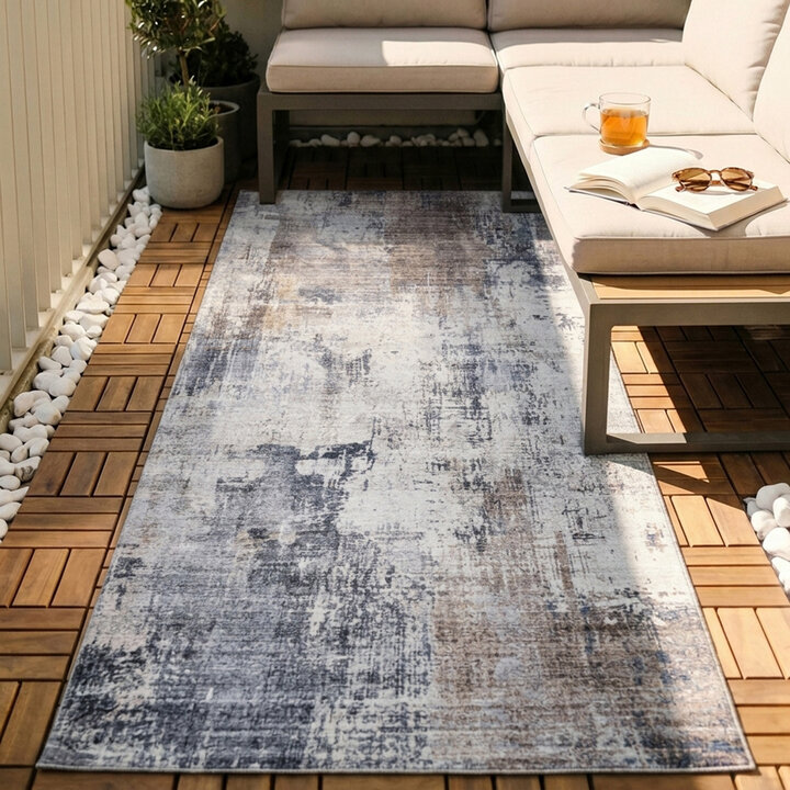 Wasbare loper - Domingo Grunge Taupe/Creme