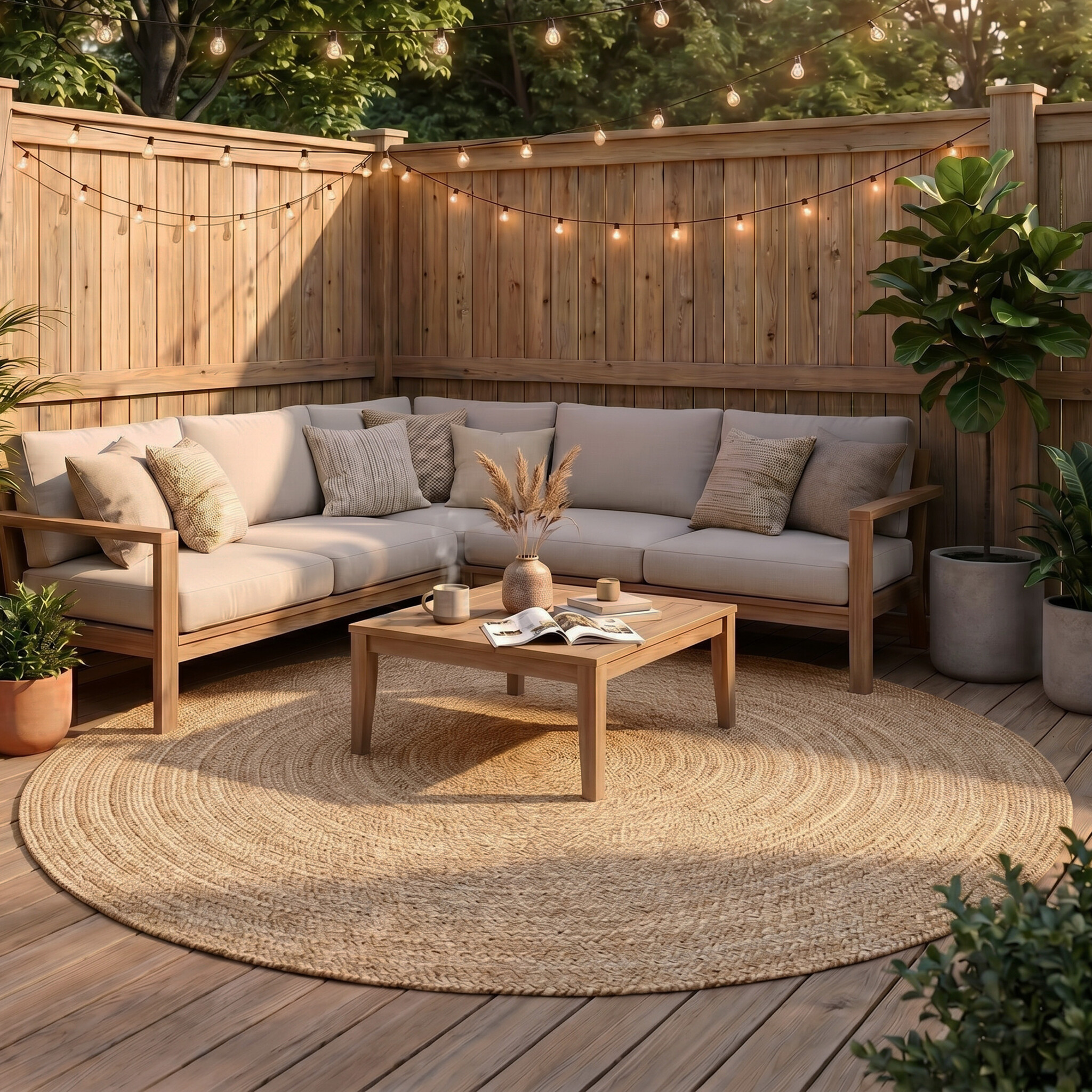 Rond binnen- & buitenkleed - Bali Bruin