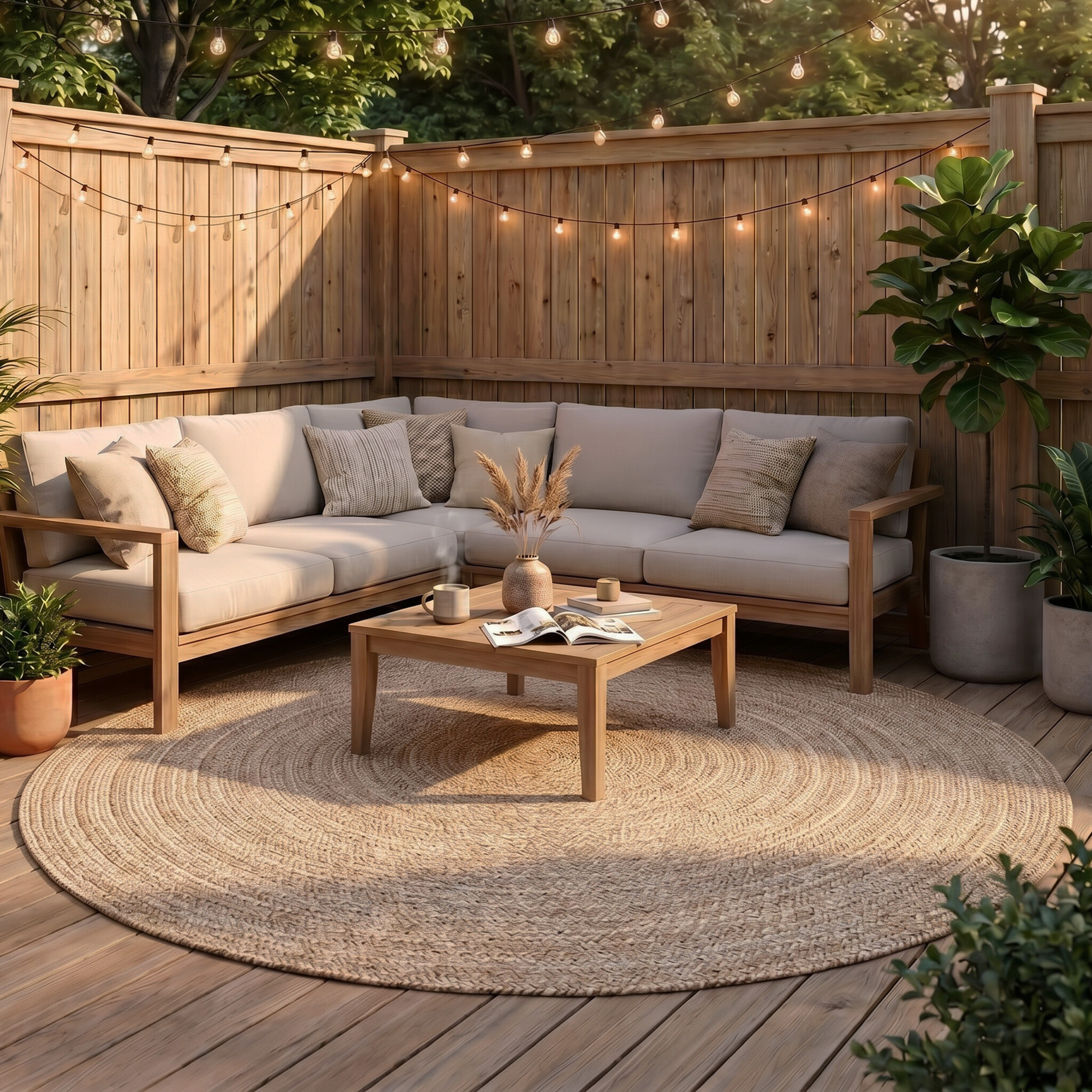 Rond binnen- & buitenkleed - Bali Beige