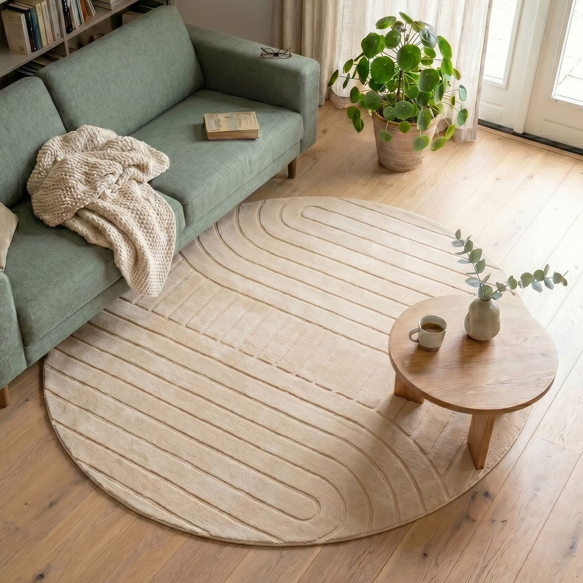 Rond Scandinavisch vloerkleed - Charm Arches Beige