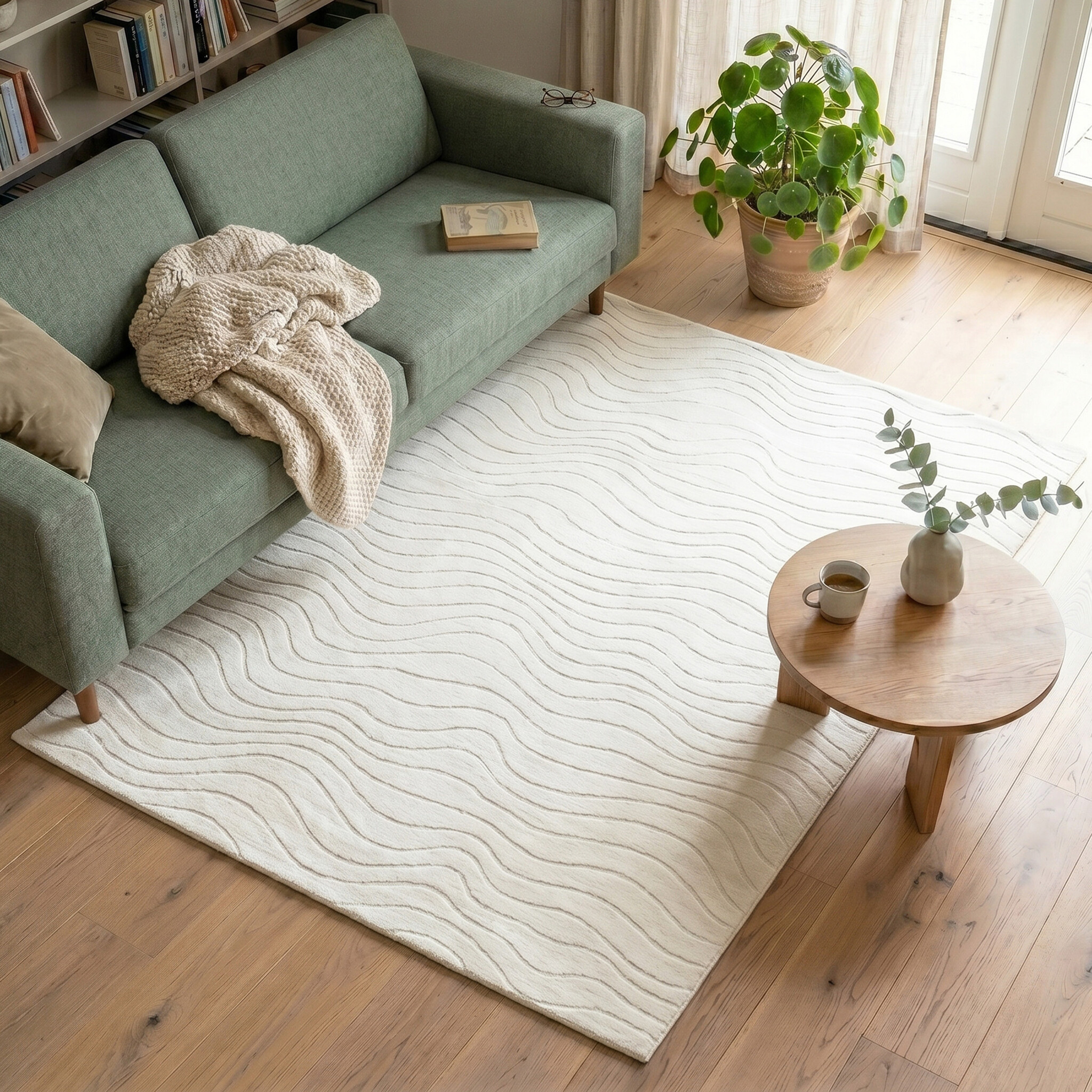 Scandinavisch vloerkleed - Charm Waves Wit