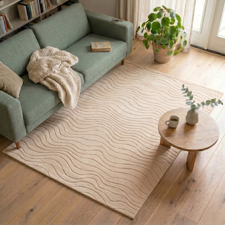 Scandinavisch vloerkleed - Charm Waves Beige