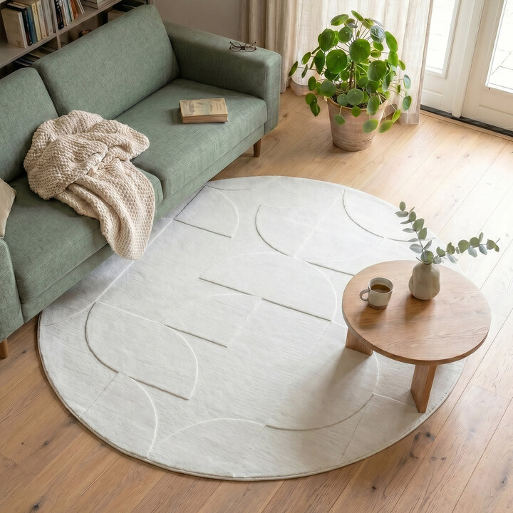 Rond Scandinavisch vloerkleed - Charm Circles Wit