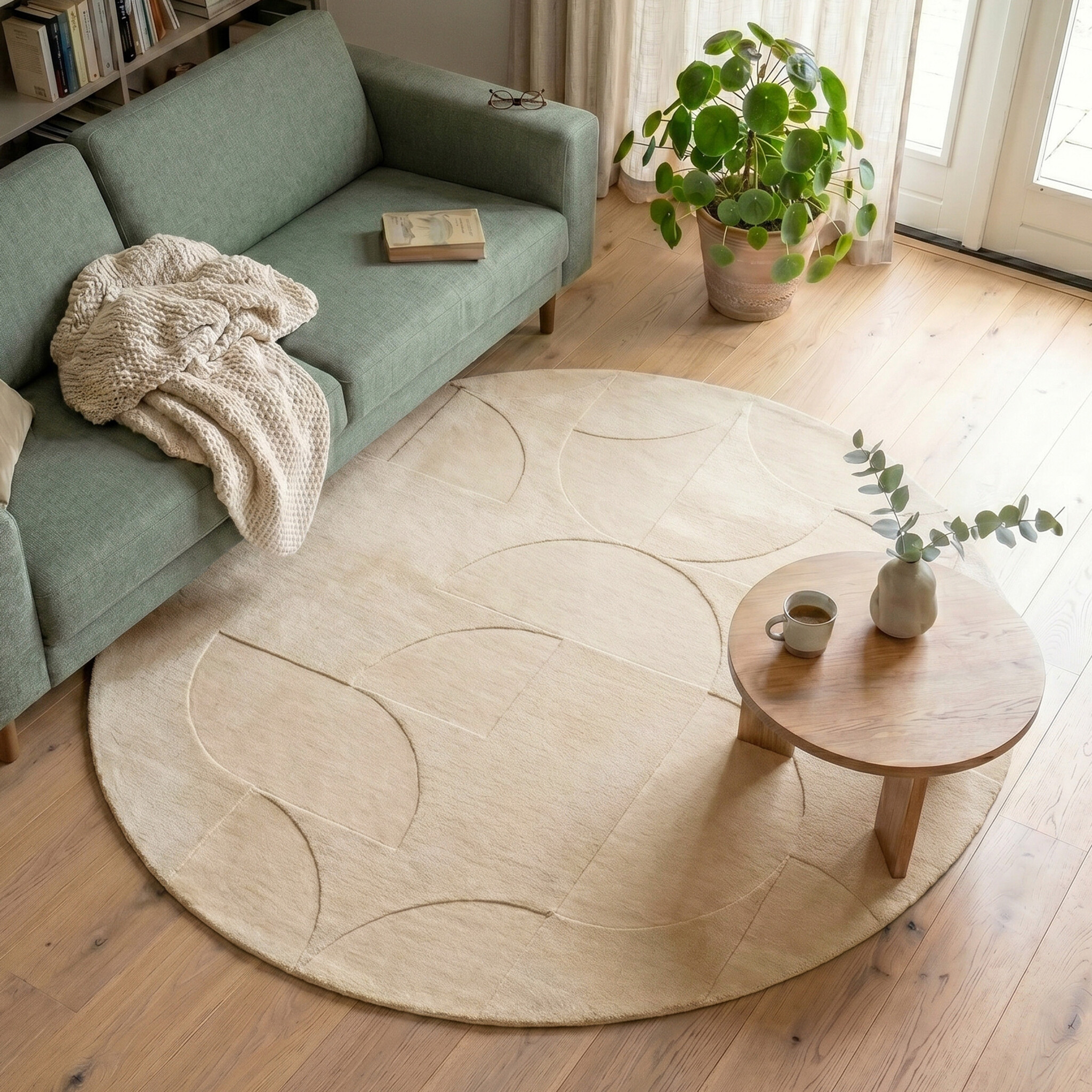 Rond Scandinavisch vloerkleed - Charm Circles Beige