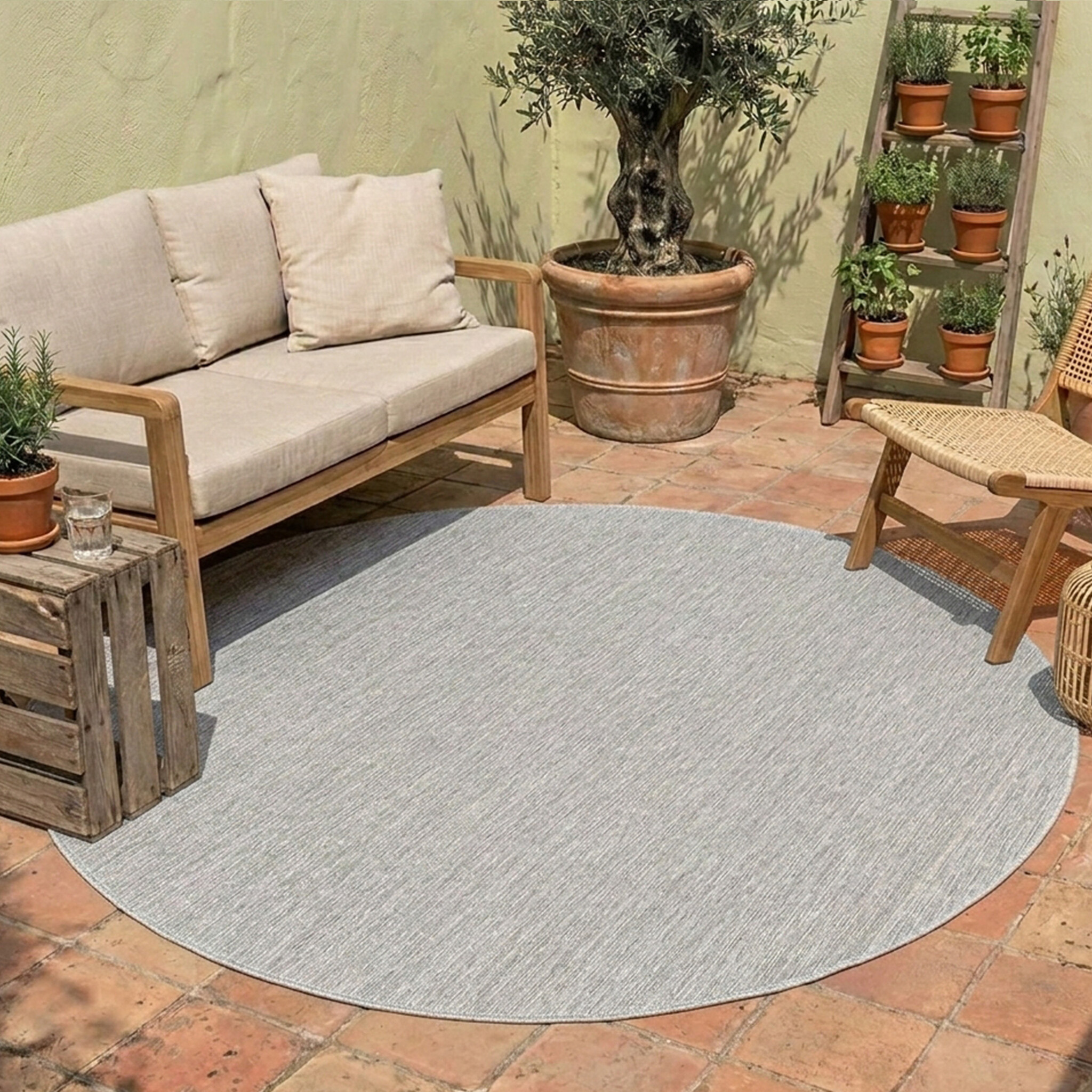 Rond buitenkleed - Costa Grijs