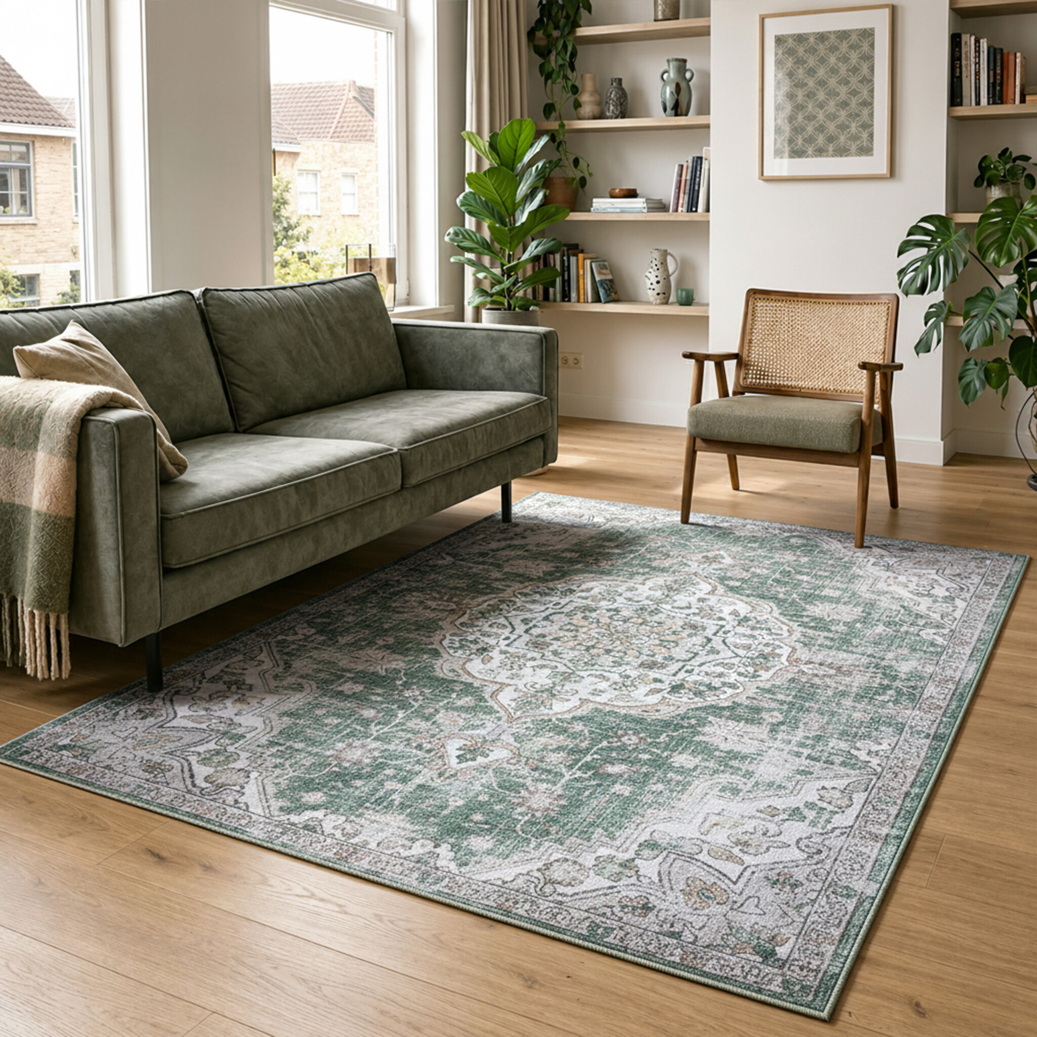 Oosters vloerkleed - Leyla Medaillon Groen