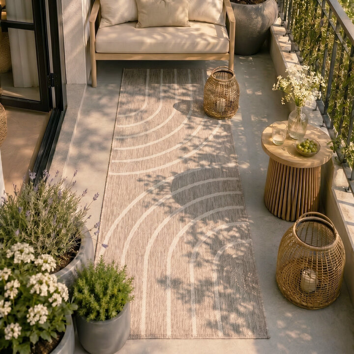In- & Outdoor loper - Sierra Curves Beige/Creme