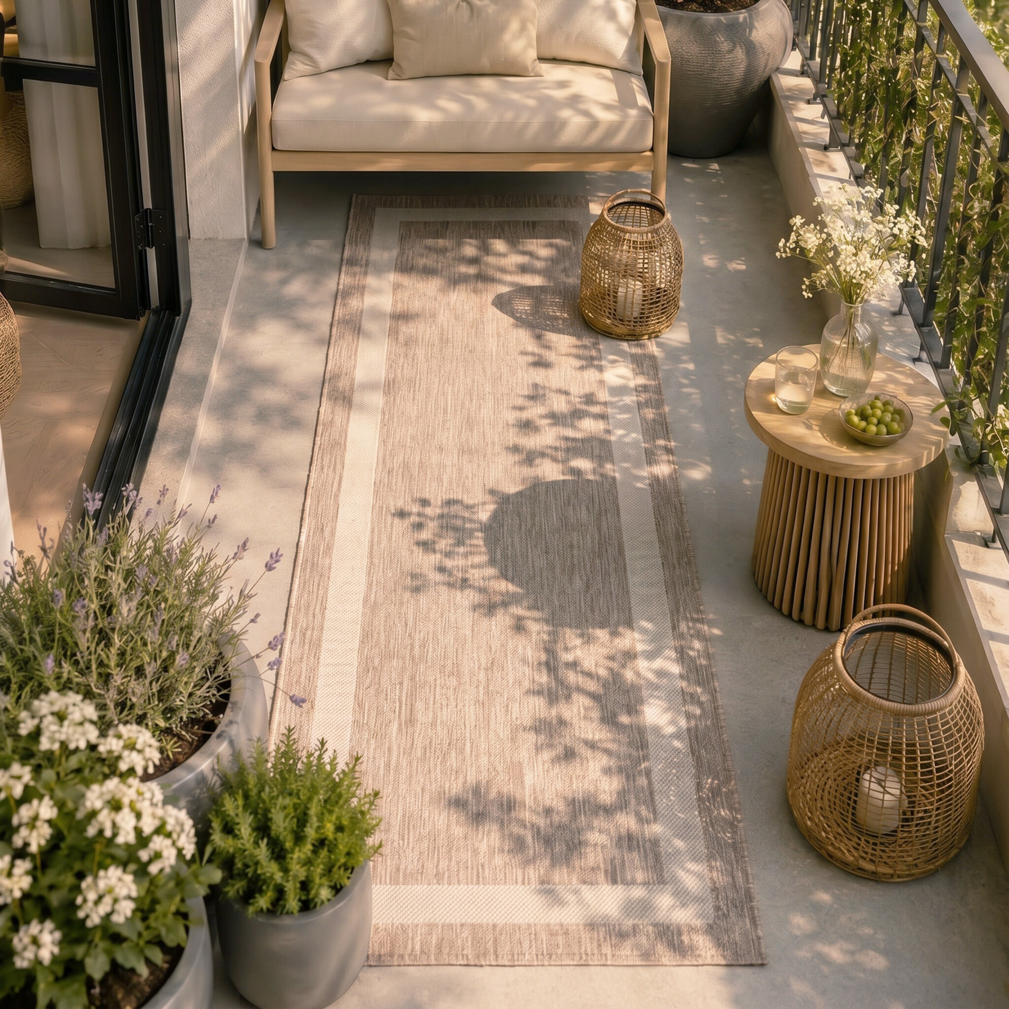 In- & Outdoor loper - Sierra Border Beige/Creme