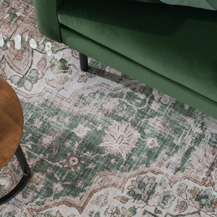 Rond oosters vloerkleed - Leyla Medaillon Groen