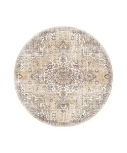 Rond oosters vloerkleed - Leyla Medaillon Taupe