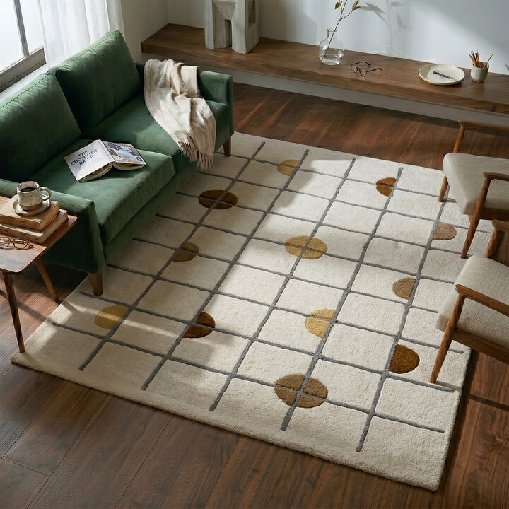 Geometrisch vloerkleed  - Brunello Circles Geel