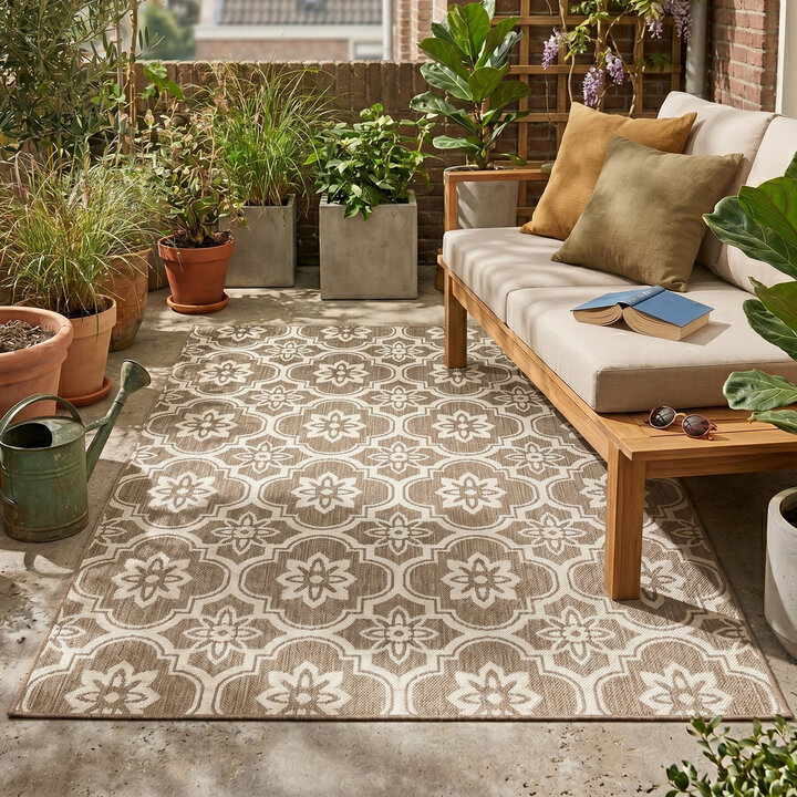 Buitenkleed - Rio Flower Beige