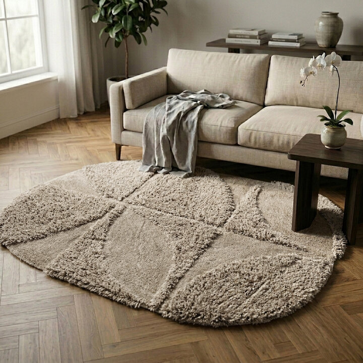 Organisch vloerkleed - Odette Curves Taupe