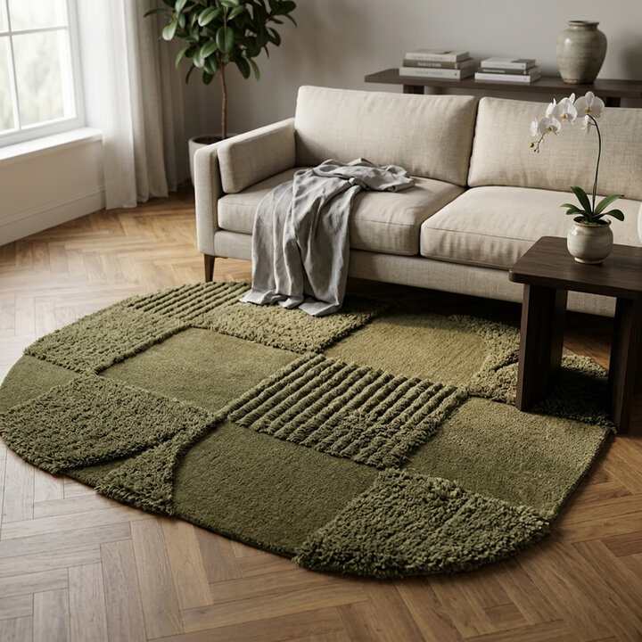 Organisch vloerkleed - Odette Shapes Groen