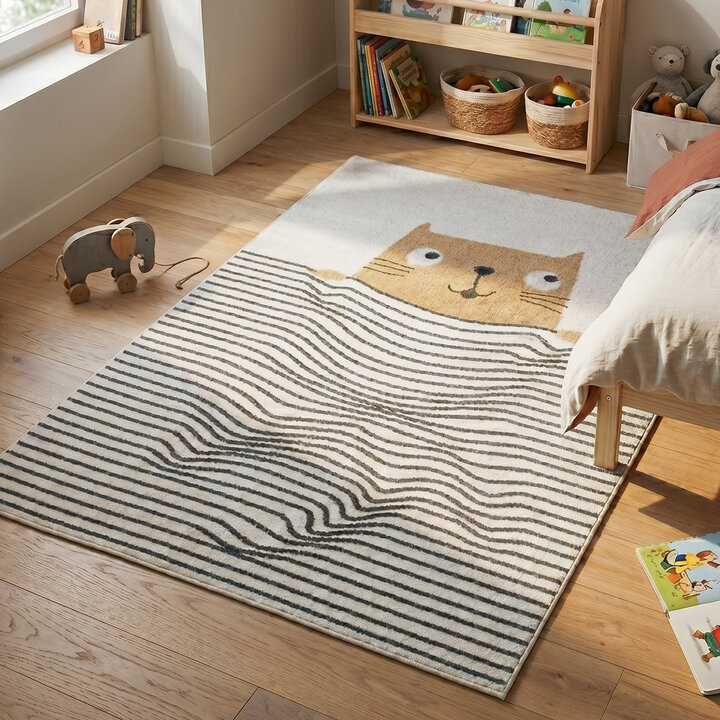 Wasbaar kindervloerkleed - Ravi Cat Multicolor
