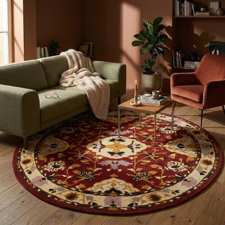 Vintage rond vloerkleed - Valentina Rood