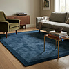 Laagpolig vloerkleed - Lucien Border Blauw - thumbnail