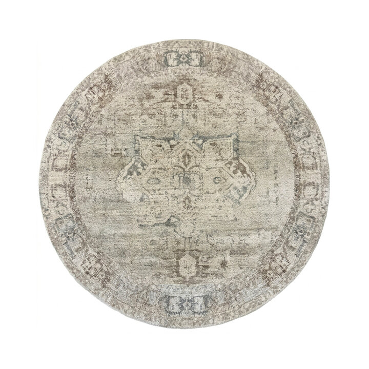 Rond vintage vloerkleed - Kyra Medaillon Taupe