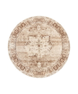 Rond vintage vloerkleed - Kyra Medaillon Bruin