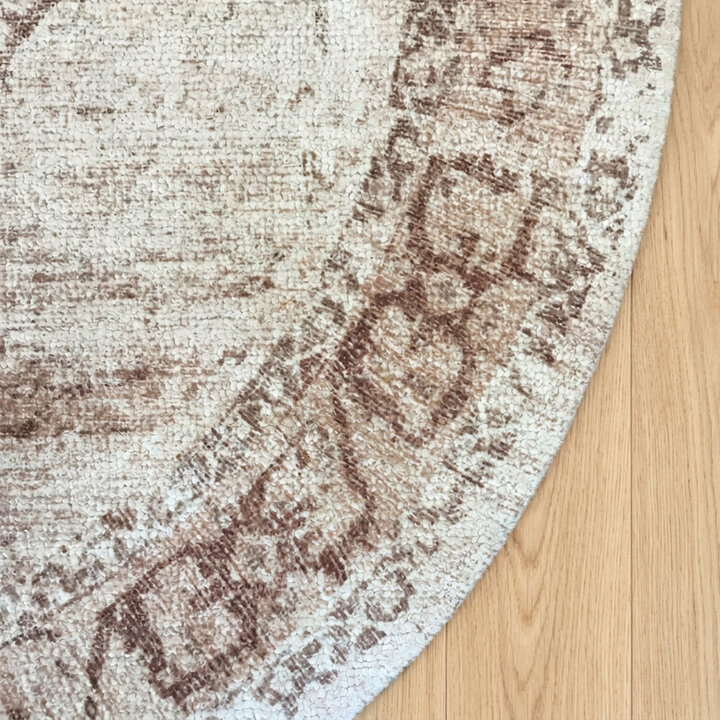 Rond vintage vloerkleed - Kyra Medaillon Bruin