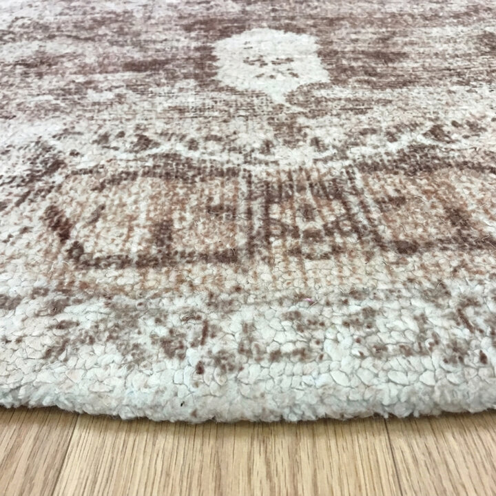 Rond vintage vloerkleed - Kyra Medaillon Bruin