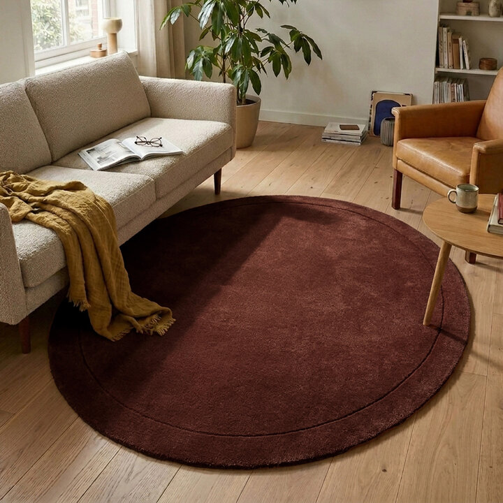 Rond vloerkleed - Isara Border Donkerbruin