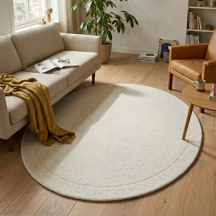 Rond vloerkleed - Isara Border Wit
