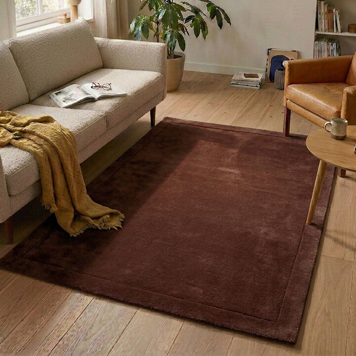 Wollen vloerkleed - Isara Border Donkerbruin