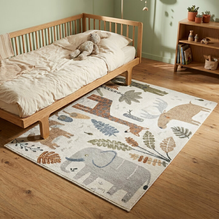 Wasbaar kindervloerkleed - Mace Animals Creme