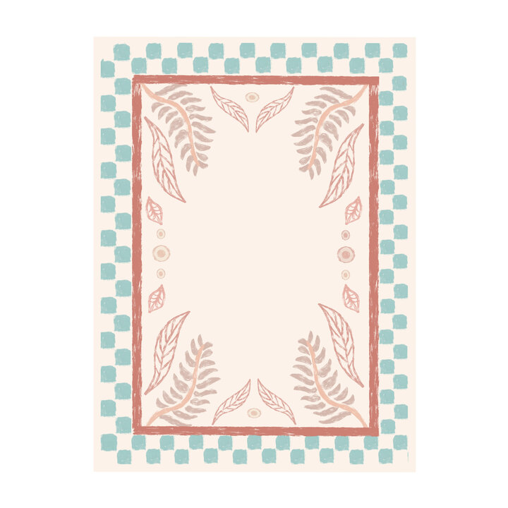Buitenvloerkleed - Oasis Leaves Blauw/Rood