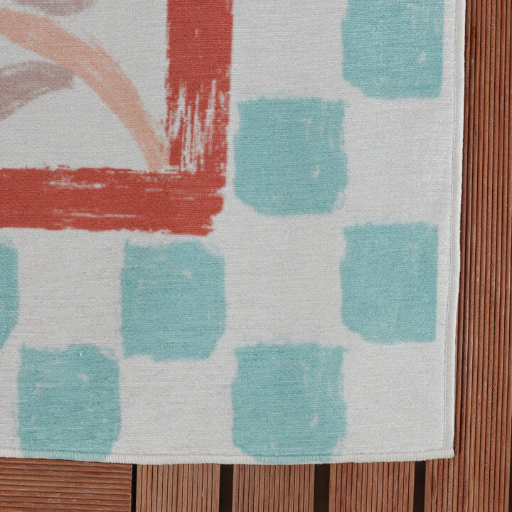 Buitenvloerkleed - Oasis Leaves Blauw/Rood