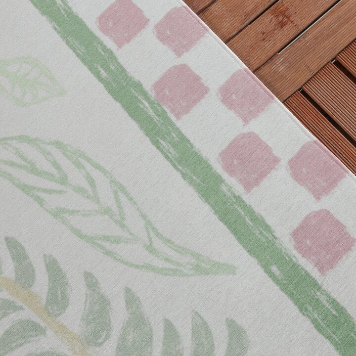 Buitenvloerkleed - Oasis Leaves Roze/Groen
